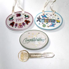 Longaberger Tie-On lot of 3 1997 1998 Congratulations vtg basket accessory clip