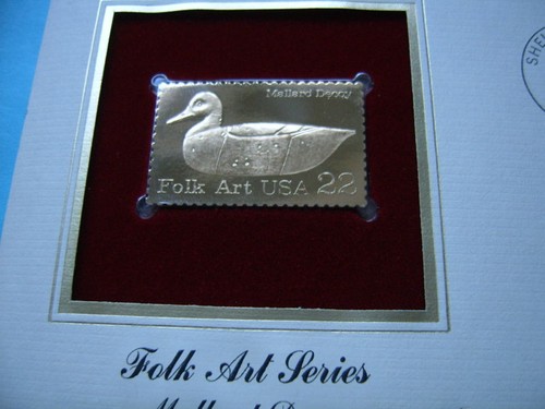 MALLARD DUCK DECOY 22KT GOLD STAMP COMMEMORATIVE & STAMP SHARP NICE ITEM - Imagen 2 de 2