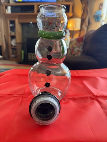 frosty clear glass snowman 10" with sealable lid cute solid - Picture 7 of 21