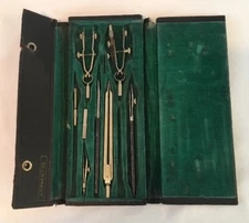 Vintage Dietzgen Germany Drafting Kit in Original Black Snap Carry Case Germany