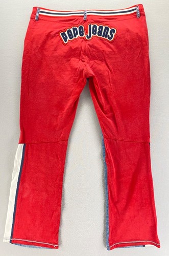 Y2K Pepe Jeans London Men’s Boot Cut Jeans Size US 36 Baggy Patches Red Back UK - Picture 3 of 22