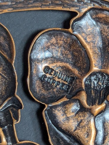 Ciondolo Vintage Autentico Rame Repousse Fiore - Foto 4 di 21