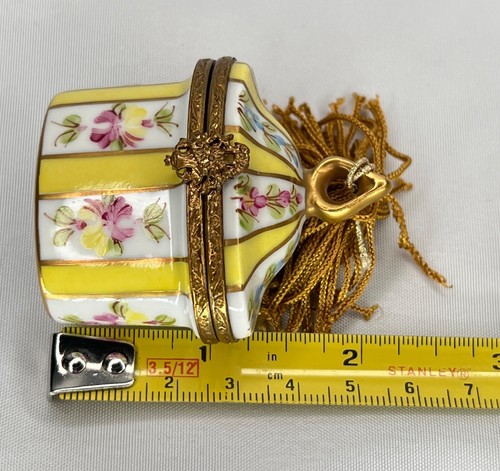 Caja de baratijas RARA Limoges Francia pintada a mano floral-dorado-amarillo, peint principal - Imagen 11 de 13