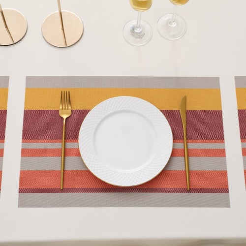 PVC Washable Placemats for Dining Table 45x30 cm Set of 6 (AR879) Multicolour - Picture 3 of 7
