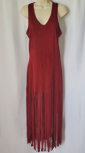 Burgundy Dress With Frills, Size M - Picture 2 of 6