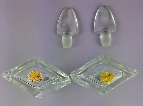 Bohemia Glass Czech Crystal Perfume Bottle And Stopper Vintage Art Deco Clear X2 - Picture 9 of 10