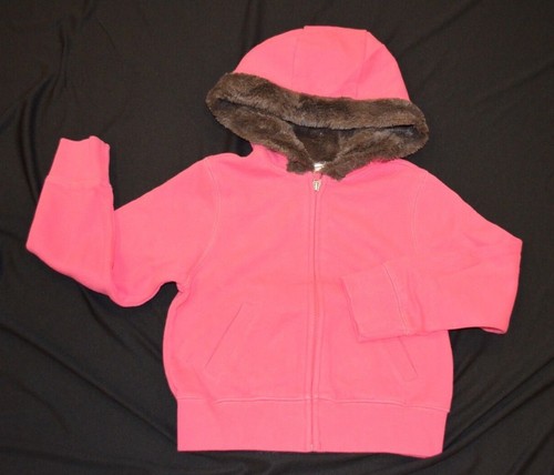 Gymboree CUPCAKE CUTIE Pink Sweatshirt Zip Front Coat Jacket Faux Fur Hood NWT 7 - Picture 2 of 3