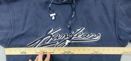 Vintage 90er Karl Kani Jeans Hoodie Tupac Hip Hop Pullover Blau Schriftzug Logo Herren L - Bild 10 von 10