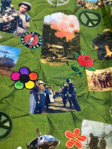 John Lennon Mens XL Shirt Green Make Love Not War Button Up Long Sleeve Hippie - Picture 11 of 12