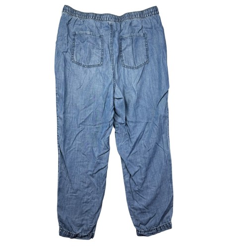Chico’s Pants Women’s 2R Blue Chambray Ankle Drawstring Lightweight Pockets Boho - Picture 2 of 12