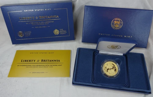 2024-W Liberty & Britannia Proof Gold High Relief Coin 1 Oz .999 US Mint OGP COA