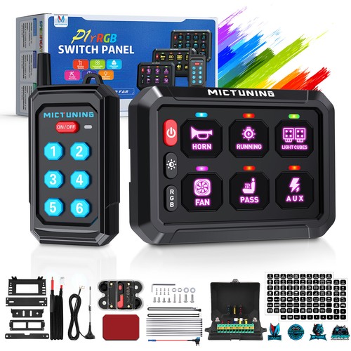 RGB 6 Gang Switch Panel, w/Wireless Remote Control ON/OFF Circuit Box Car Marine - Picture 4 of 12