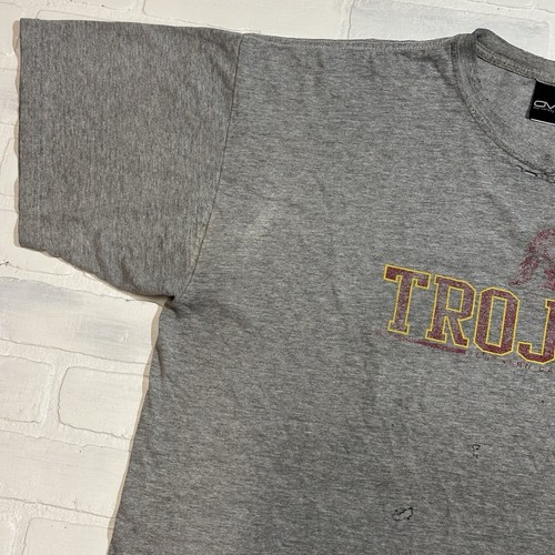 Vintage 90s Thrashed Distressed Grunge 2XL Graphic T-shirt Trojans NCAA - Picture 7 of 20