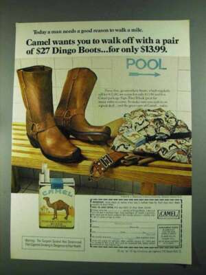cigarette boots 1972 Camel Cigarettes Ad - A Pair of Dingo Boots
