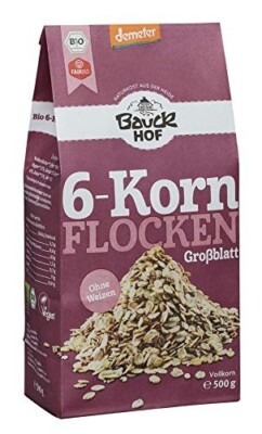 Bauckhof - Bio Demeter 6-Korn Flocken Ohne Weizen (500g) Müsli Hafer Roggen