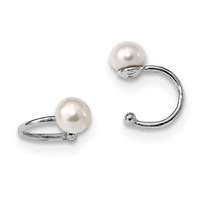 925-Sterling-Silver-Freshwater-Cultured-Pearl-Cuff-Earrings-Non-Pierced-Fine