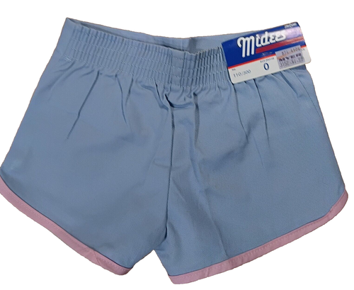 Vintage 80s Size 0 Baby Toddler Midees By Merv Brown Light Blue Pink Shorts NOS - Picture 2 of 4