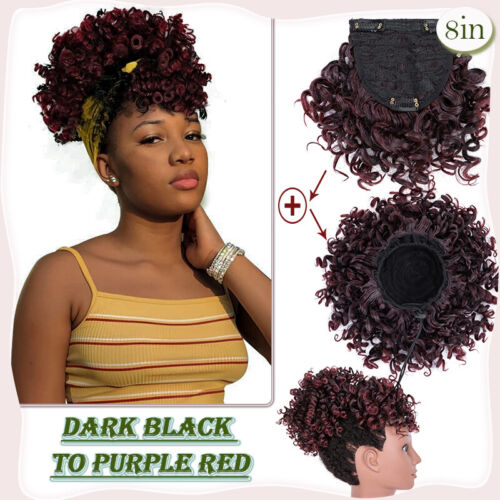Puff Ponytail Bun Clip In As Human Hair Fringe Bangs Extensions Afro Updo Thick - Picture 34 of 56