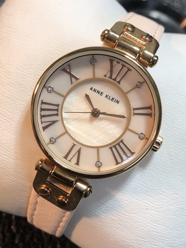 Anne Klein Women’s Watch Rose Gold Tone Pink MOP & Leather Band New Battery - Picture 18 of 23