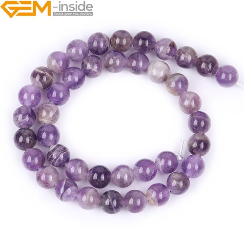 Cuentas redondas de amatista de encaje de ensueño natural para hacer joyas hilo agujero grande de 15" - Imagen 23 de 23