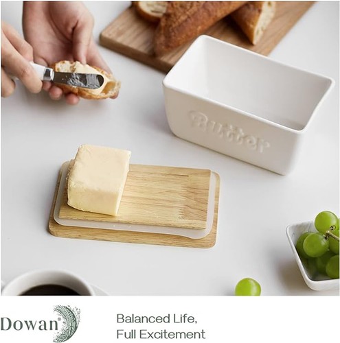 DOWAN Large Butter Dish Butter Dish with Lid and Knife for Countertop or Fridge - Picture 5 of 6
