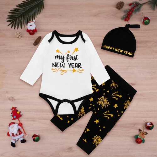Baby Boy Christmas Outfit Infant New Year Clothes Newborn My First New Year O... - Picture 6 of 7