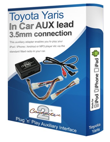 Toyota Yaris AUX lead, iPod iPhone MP3 player, Toyota aux adaptor interface kit
