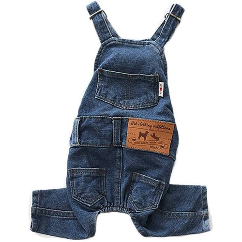 Dog Shirts Clothes Denim Overalls, Puppy Jean Jacket Sling Jumpsuit Costumes UK - Picture 13 of 26