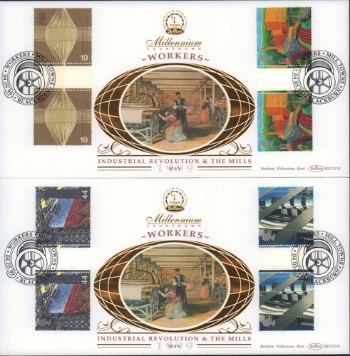 Workers Tale GB Benham FDC x2 BLCS155 GUTTER PAIRS 1999 (83470)