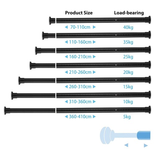 50-410cm Heavy Duty Extendable Telescopic Shower Curtain Pole Rail Rod Bath Door - Picture 17 of 18