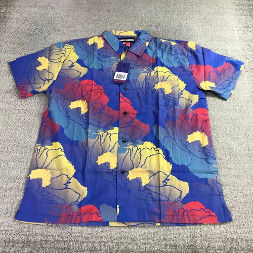 Double Rainbow Shirt Mens Medium Button Up Party Cocktail Fast Hawaiian Camp  FD - Picture 3 of 13