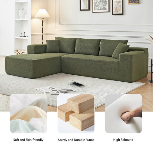 Sectional Sofa Couch 4 Seat L-Shaped Convertible Modular Sofa Chaise Living Room - Picture 27 of 38