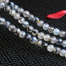 6/8/10mm Black Dragon Veins Agate Onyx Gemstone Round Loose Beads 15"
