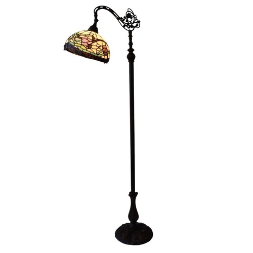 Art Deco 11" Tiffany Stil Buntglas Stehlampe Stehlampe Metallfuß - Bild 3 von 3