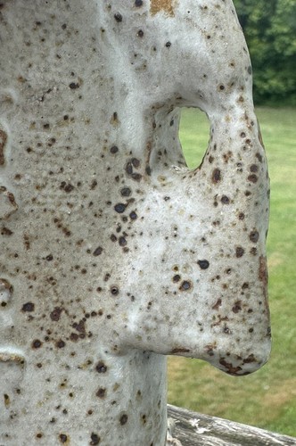 Unique Studio Art Stoneware Pottery Cylinder Vase Signed Speckled White 6.75” - Picture 5 of 10