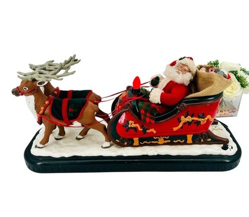 Vtg Holiday Creations Animated Musical Santa Christmas Sleigh Reindeer Tested - Picture 8 of 12