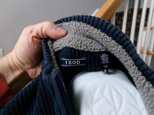 Izod 1/4 Zip Sweater Men's Large Excellent Condition. Has Leather Pull - Picture 8 of 11