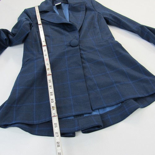 Cabi Blazer Jacket Womens Size 2 Blue Sunset Kiss Windowpane Plaid Check - Picture 5 of 7