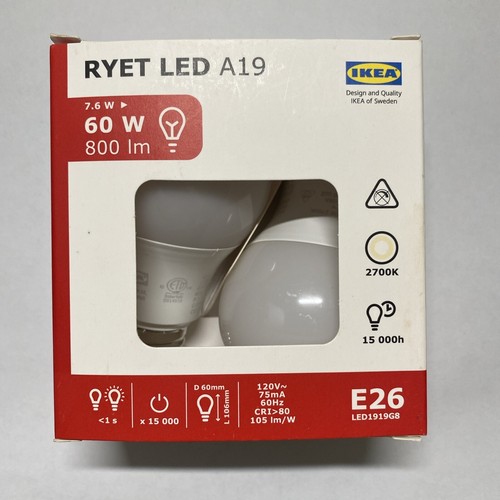 IKEA Ryet light bulb LED a19 2 Pack