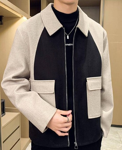 Men's New Fashion lapel Color matching Leisure Loose long sleeves jackets coats - Bild 10 von 10