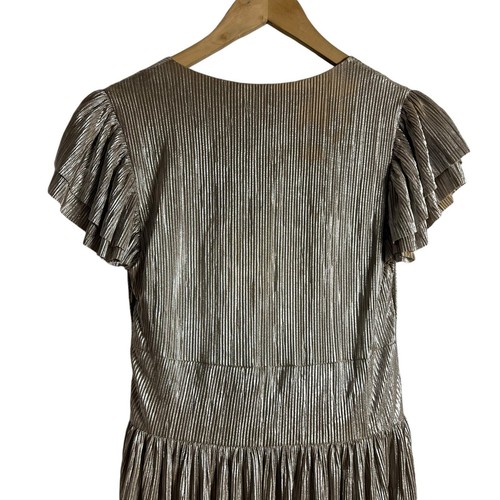 Shoshanna Hera Plisse Metallic Pleated Short Sleeve V-Neck Maxi Dress Size 6 - Bild 14 von 18