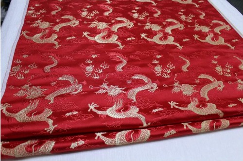 Faux Silk Brocade (Big Chinese Dragon)Jacquard Damask Kimono Fabric Material*BC6 - Picture 9 of 26