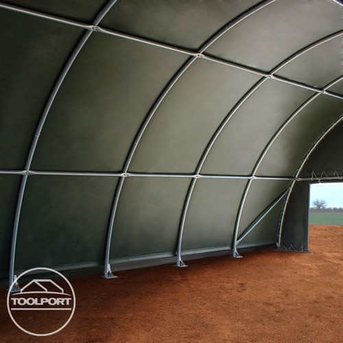 Rundbogenhalle 9,15m x 12m Lagerzelt Zelthalle Höhe 4,5 mPVC grün - Bild 3 von 8