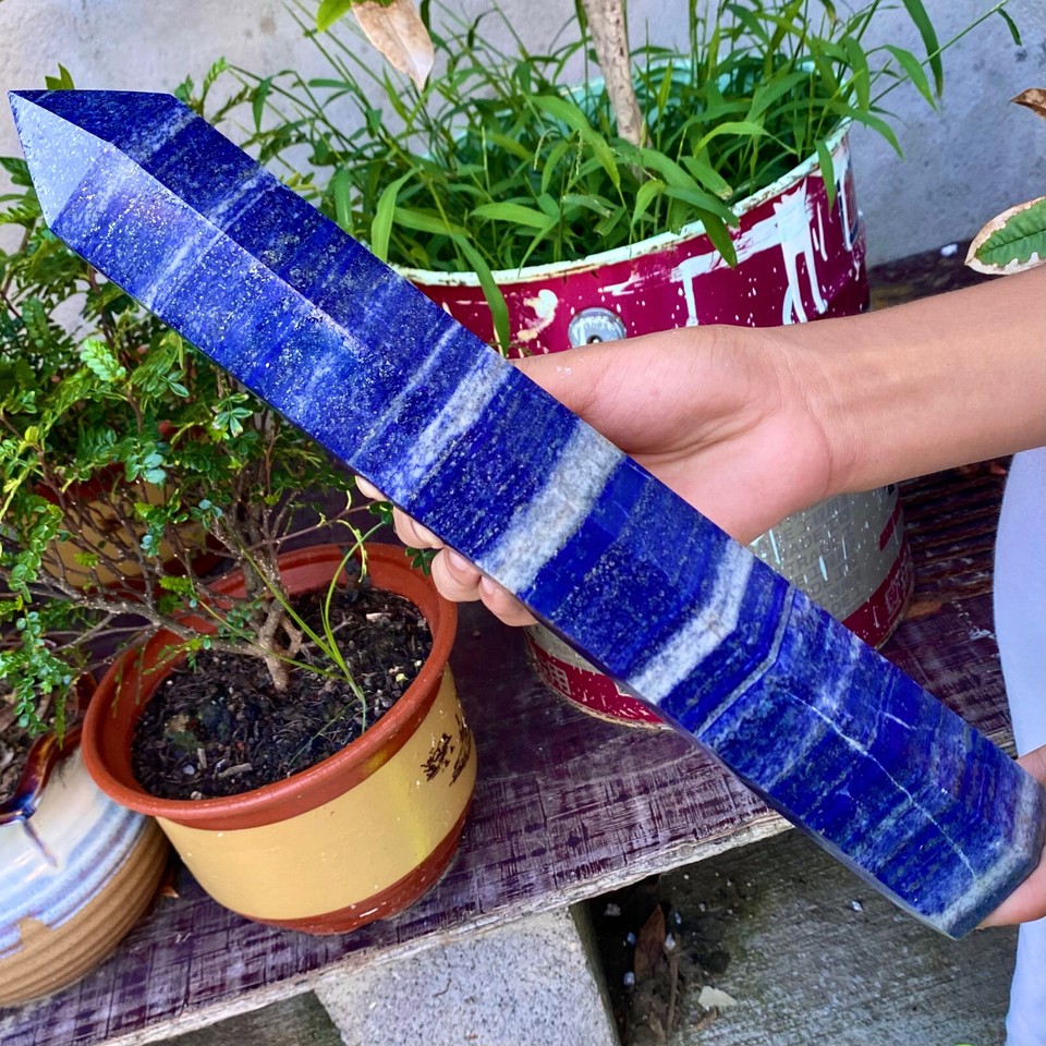 4.41LB Natural blue striped stone crystal Obelisk quartz crystal energy