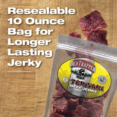 (2 pack) Old Trapper Teriyaki Beef Jerky 10oz Resealable Bag - Picture 15 of 15