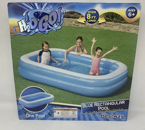 Bestway H2OGO BLUE Rectangular Inflatable Swimming Pool #54006E 8ft 7 in x 20 in - Picture 1 of 10