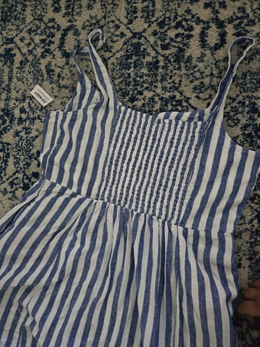 Womens Maxi Sundress XLT Linen Striped Sweetheart Beachy Coastal Boho Tomatogirl - Picture 6 of 7