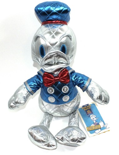 Disney Donald Duck Plüsch Stofftier Puppe Silber Gesteppt Metallic 85th Anniversary - Bild 11 von 12
