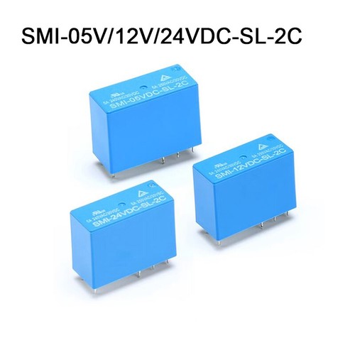 Mini relè di alimentazione SMI-05V/12V/24VDC-SL-2C 5A 250VAC/30VDC 8 pin PCB 2NO 2NC - Foto 1 di 8