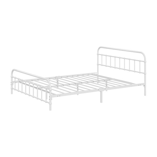 Oikiture Metal Bed Frame Queen Double King Single Vintage-style Platform White - Picture 20 of 22